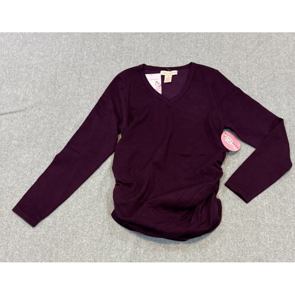 Emma's Expressions Maternity Sweater Women's Small Burgundy V-Neck